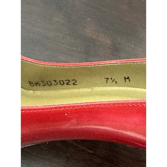 Stuart Weitzman Red Patent Leather Open Toe Heels Sz 9.5 - Picture 7 of 8